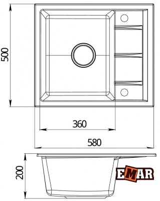 Кухонная мойка EMAR EMQ-1580.Q Агат